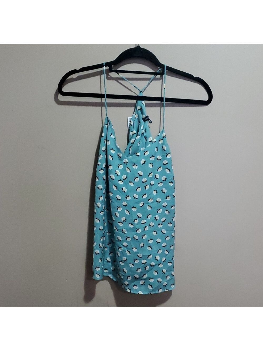 Dynamite Blue Floral Spaghetti Strap Top Size Small